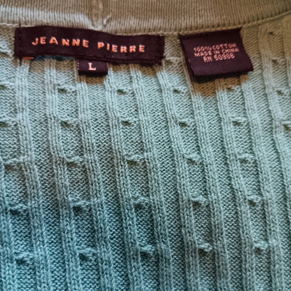 JEANNE PIERRE Teal Ribbed Knit Cardigan & Tank Set Large - Picture 7 of 7